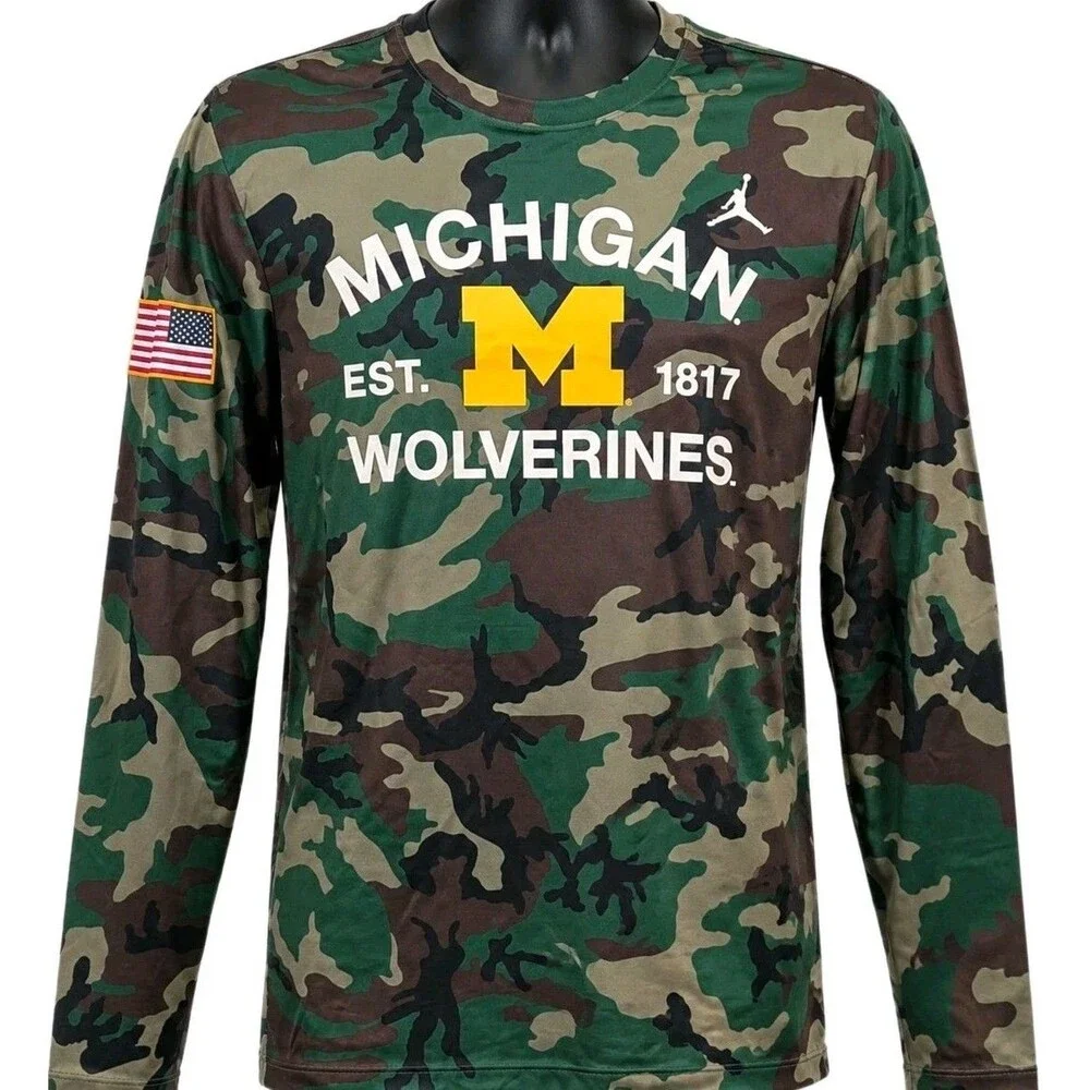 Jordan DriFit Michigan Wolverines Military Appreciation Camo Long Sleeve XL Mens